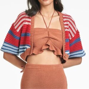 Sachin + Babi Striped Cropped Cotton
Cardigan(Size Medium)